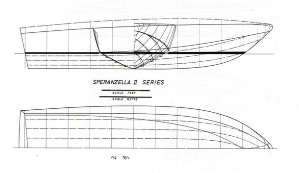 Speranzella II Series (Cabin Cruiser) disegni di Sonny Levi sezioni ordinate-chiglia-linee d'acqua