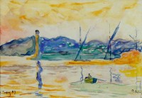 Paul Signac 1899 Entrée du port de Saint Tropez au soleil couchant