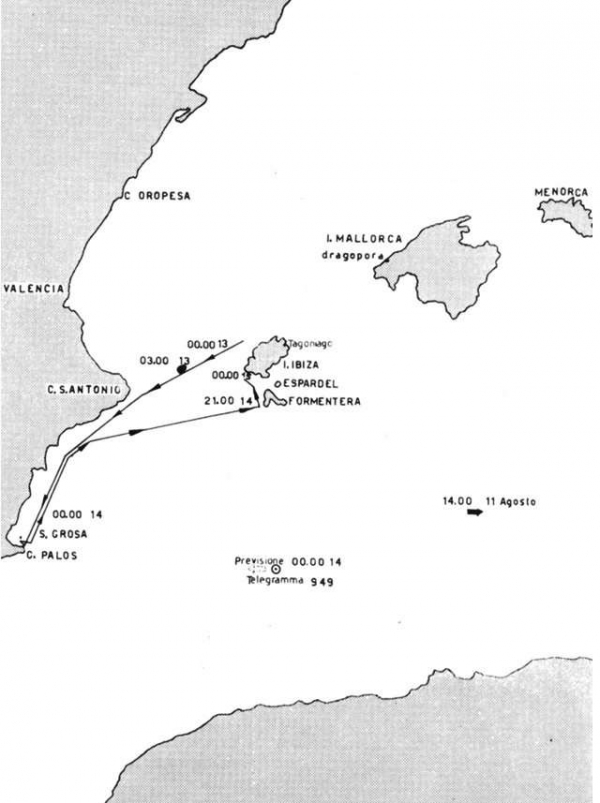 Estate 1942- I movimenti del Cefalo durante la missione di “agguato nel Mediterraneo Occidentale